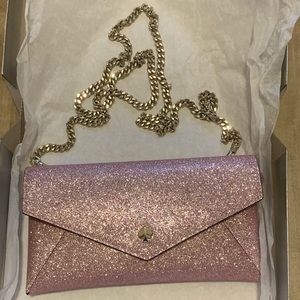 Kate Spade burgess court chain clutch pink/ rose gold new with tags
